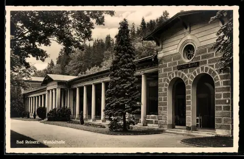 AK Bad Reinerz, Wandelhalle mit Grünanlagen