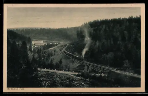 AK Bad Altheide, Partie im Höllental mit Lokomotive