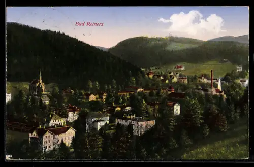 AK Bad Reinerz, Totalansicht mit Kirche