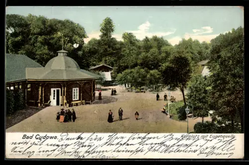 AK Bad Kudowa, Kurplatz mit Eugenquelle