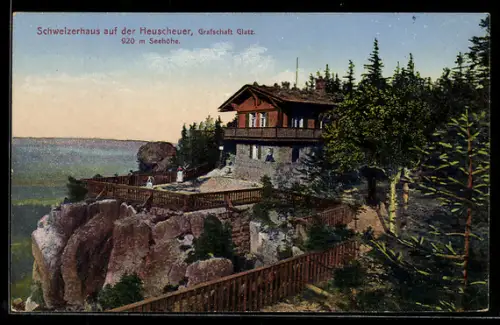 AK Glatz, Schweizerhaus auf der Heuscheuer, Aussenansicht