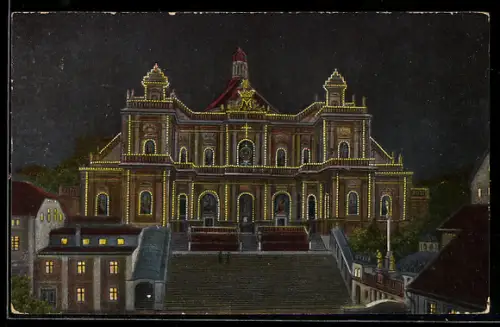 AK Albendorf, Wallfahrtskirche mit elektrischer Beleuchtung
