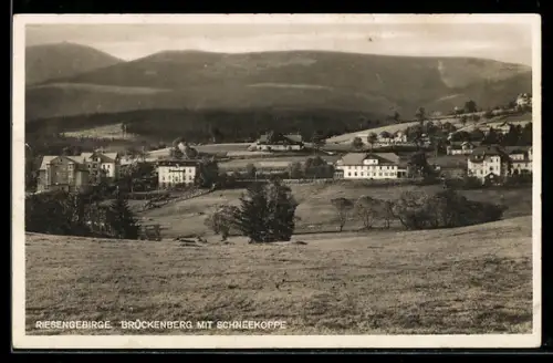 AK Brückenberg /Riesengebirge, Teilansicht mit Schneekoppe