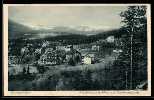 AK Krummhübel, Totalansicht mit Teichmannbaude