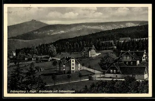 AK Brückenberg i. Rsgb., Brodbaude mit Schneekoppe aus der Vogelschau