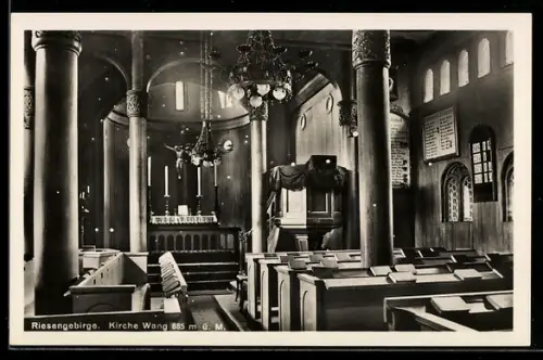 AK Wang /Riesengebirge, Innenraum der Kirche mit Altar