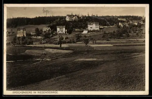 AK Brückenberg im Riesengebirge, Teilansicht mit Wäldern