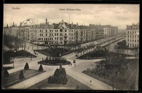 AK Stettin, Blick auf den Kaiser Wilhelm-Platz