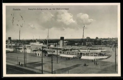 AK Stettin, Dampfer-Anlegestelle an der Hakenterrasse