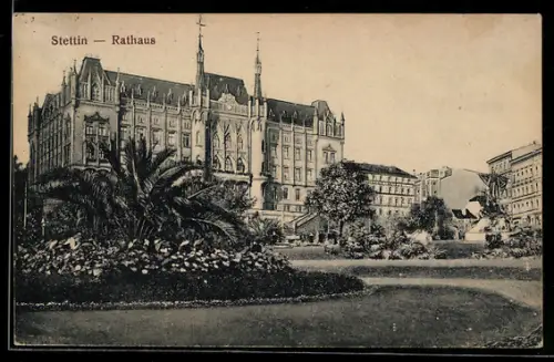 AK Stettin, Ansicht vom Rathaus