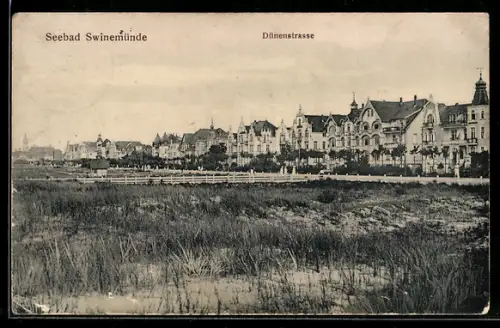 AK Swinemünde, Dünenstrasse mit Hotels