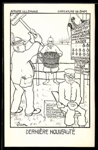 Künstler-AK sign. Sam: Schweiz, Affaire lallemand, caricature