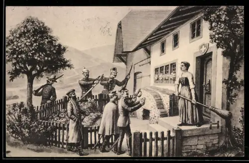 AK Schweizer Soldaten bieten Heimatschutz an