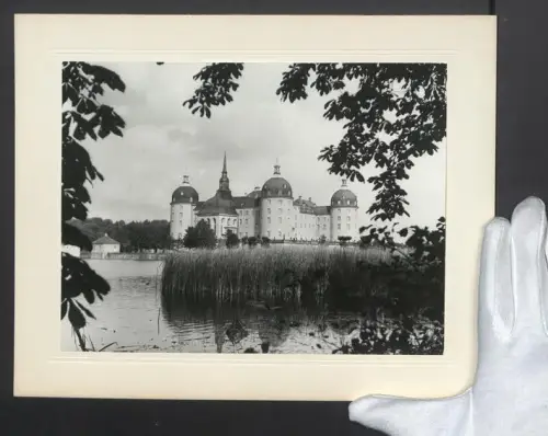 Fotografie Ansicht Moritzburg, Jagdschloss Moritzburg vom See aus gesehen, Grossformat 30 x 24cm