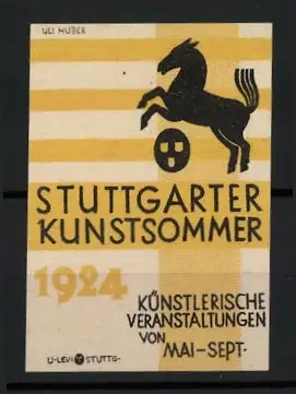 Reklamemarke Stuttgart, Stuttgarter Kunstsommer 1924, springendes Pferd