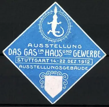 Reklamemarke Stuttgart, Ausstellung Das Gas im Haus und Gewerbe 1912, Eidechse