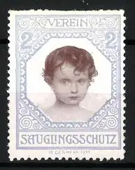 Reklamemarke Verein Säuglingsschutz, Porträt eines Kindes