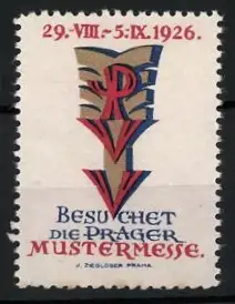 Reklamemarke Prag, Prager Mustermesse 1926, Logo mit Pfeil