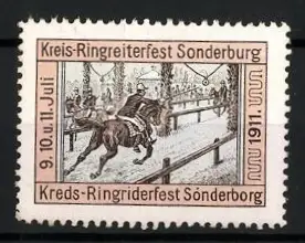 Reklamemarke Sonderburg, Kreis-Ringreiterfest 1911, Reiter mit Lanze