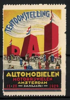 Reklamemarke Amsterdam, Tentoonstelling PAI 1929, Automobielen Motorrijwielen