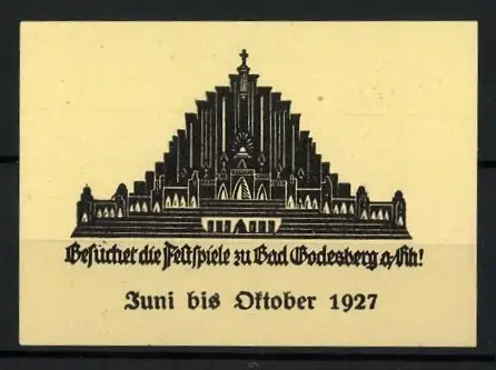 Reklamemarke Bad Godesberg, Festspiele 1927, Bühnendekoration