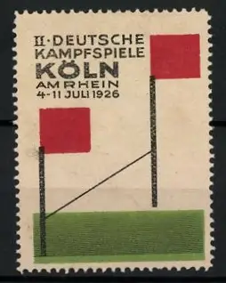 Reklamemarke Köln, II. Deutsche Kampfspiele 1926, Rote Fahnen