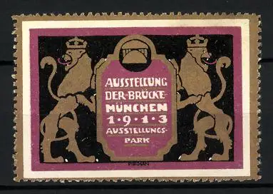 Reklamemarke München, Ausstellung der Brücke 1913, Löwen