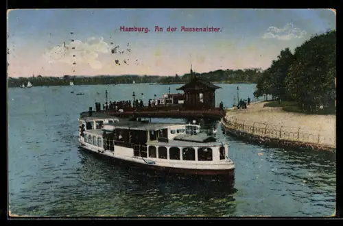AK Hamburg, Aussenalster, Dampfer, Anleger