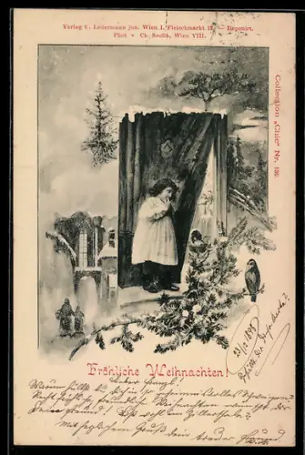 Künstler-AK Charles Scolik: Kleines Mädchen wartet auf Weihnachten