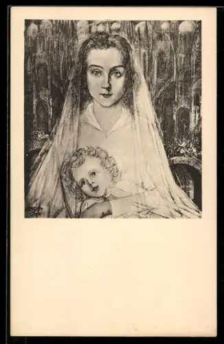 Künstler-AK Jan Toorop: Madonna voor de Kathedraal