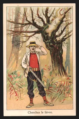 Sammelbild Liebig, Chocolat de la Havane, Cherchez le lièvre