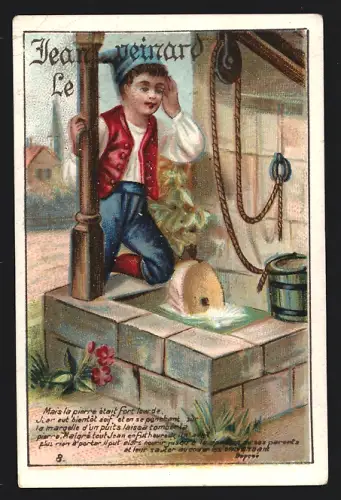 Sammelbild Liebig, Tain, Chocolat de l`Hermitage de Stérimberg, Junger Mann am Brunnen