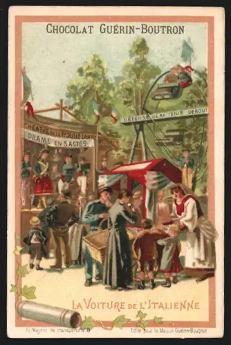 Sammelbild Liebig, Paris, Guérin-Boutron, Schokolade, La Voiture de l`Italienne