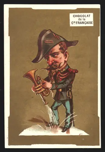 Sammelbild Liebig, Paris, Compagnie Francaise, Schokolade, Soldat in Uniform und mit Trompete