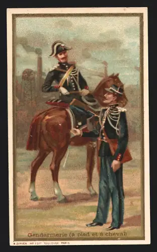 Sammelbild Liebig, Tangers, Chocolat d`Hauteville, Gendarmerie à pied et à cheval