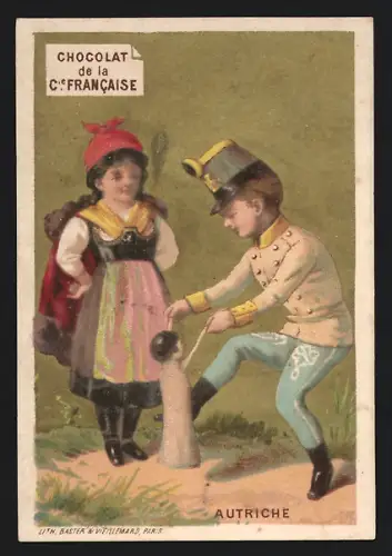 Sammelbild Liebig, Paris, Compagnie Francaise, Schokolade, Österreichische Kinder in Uniform und Tracht