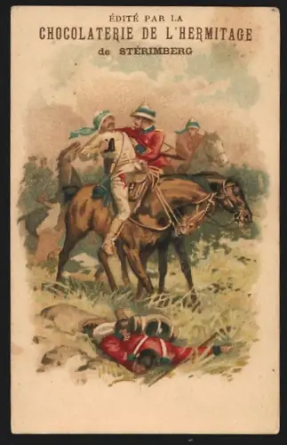 Sammelbild Liebig, Tain, Chocolat de l`Hermitage de Stérimberg, Gefallener Soldat in einer Schlacht