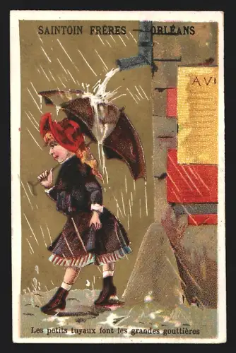 Sammelbild Liebig, Orléans, Saintoin Frères, Schokolade, Mädchen mit Regenschirm