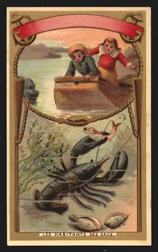 Sammelbild Liebig, Chocolat de la Havane, Fischer und Hummer