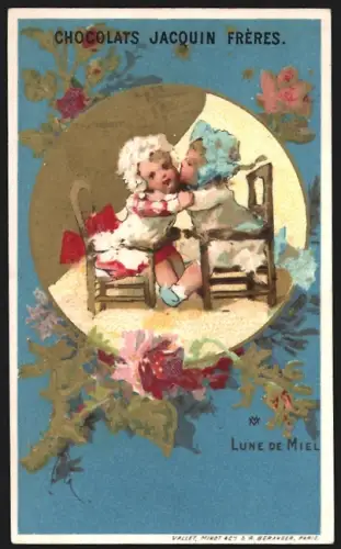 Sammelbild Liebig, Paris, Jacquin Frères, Schokolade, Kinder sitzen im Mond