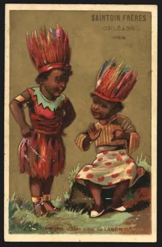 Sammelbild Liebig, Orléans, Saintoin Frères, Schokolade, Kinder amerikanischer Ureinwohner