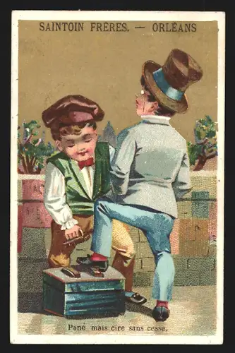 Sammelbild Liebig, Orléans, Saintoin Frères, Schokolade, Kinder beim Schuhputz