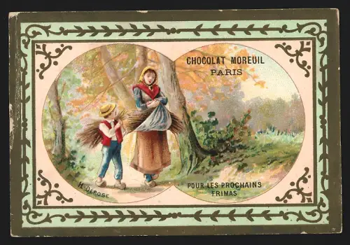 Sammelbild Liebig, Paris, Chocolat Moreuil, Pour les prochains frimas