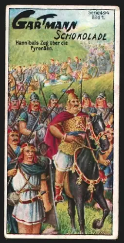 Sammelbild Liebig, Altona, C.H.L. Gartmann, Kakao und Schokolade, Hannibals Zug über die Pyrenäen