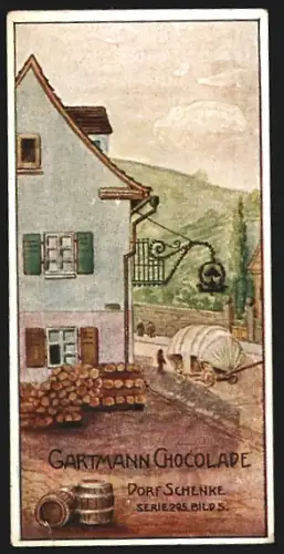 Sammelbild Liebig, Altona, C.H.L. Gartmann, Kakao und Schokolade, Dorfschenke in der Aussenansicht