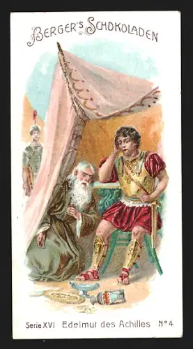 Sammelbild Poessneck i. Th., Berger`s Schokoladen, Edelmut des Achilles