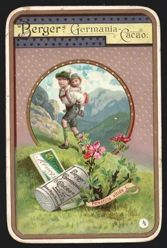 Sammelbild Poessneck, Berger`s Germania-Cacao, Kinder in den Bergen