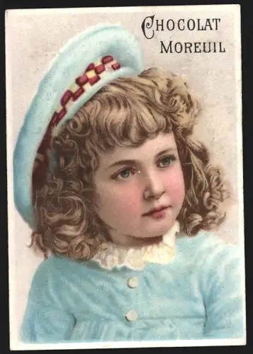 Sammelbild Paris, Chocolat Moreuil, Mädchen mit Hut