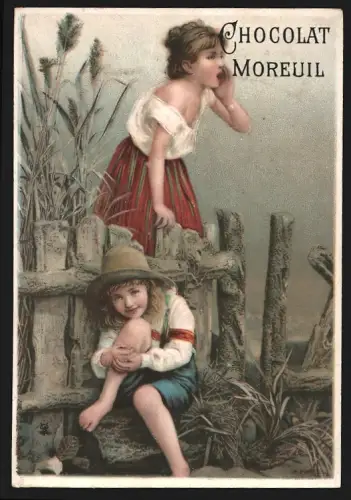 Sammelbild Paris, Chocolat Moreuil, Frau ruft nach ihrem Kind