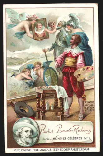 Sammelbild Amsterdam, Bensdorp, Cacao Pur Hollandais, Rubens peignant la galerie de Médicis